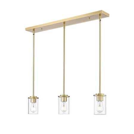 Z-Lite Thayer Pendant, 3-Light, 4.75 In.W x 34 In.L x 7.5 In.H, Luxe Gold/Clear 742MP-3LG